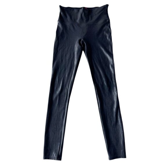 Spanx SPANXshape Women’s Sz M Faux Leather Black Pull On Leggings - Picture 1 of 9